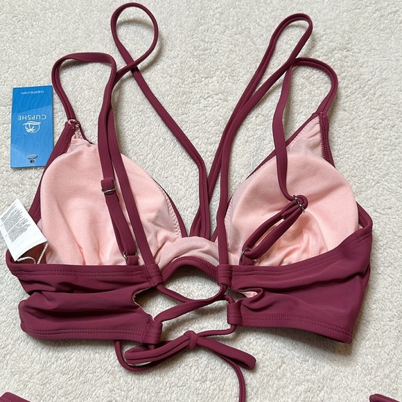 NET! Crisscross High Cut Bathing Suit with Adjustable Spaghetti Straps Sz Small - Picture 6 of 11